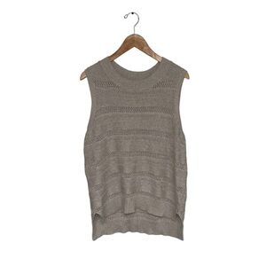 Joie‎ Tunic Sweater Women's Size Medium Beige Cotton Knit Sleeveless Vest Long